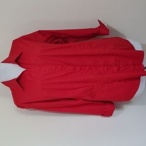 Lee Riders Red Cotton Blend Button Down Shirt - 3/4 Sleeves - Size XXL